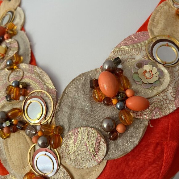 Vintage Medium Dress Y2K beaded Cocktail Dress Fall Rene Derhy Paris RARE Large - Picture 13 of 17